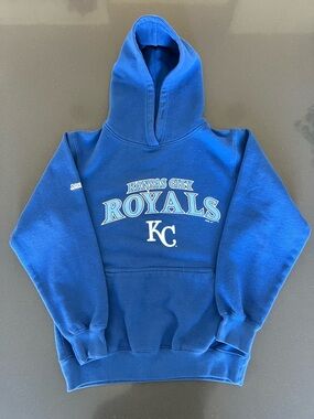 Stitches Navy Blue Pullover Hoodie with Script Logo